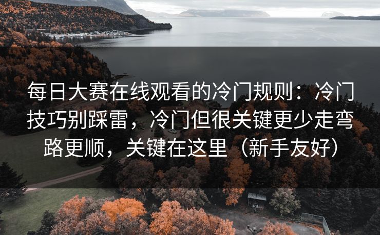 每日大赛在线观看的冷门规则：冷门技巧别踩雷，冷门但很关键更少走弯路更顺，关键在这里（新手友好）